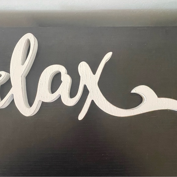 $15 SALE Elegant White Relax Script Wall Art Beach Ocean Wave Mermaid Tail Wood - Picture 4 of 9